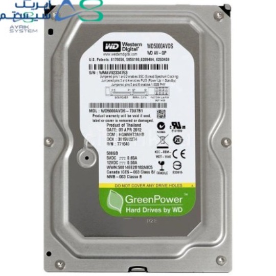 هارد دیسک اینترنال وسترن دیجیتال مدل WD-AV-GP WD5000AVDS ظرفیت 500 گیگابایت