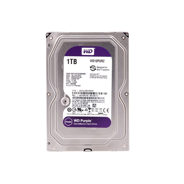 هارد دیسک اینترنال وسترن دیجیتال مدل Purple WD10PURZ با ظرفیت 1 ترابایت